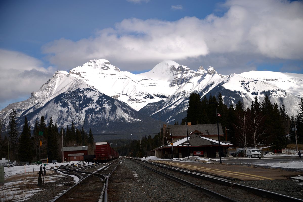 08 Banff Railway Station With Mount Inglismaldie and Mount Girouard In Winter